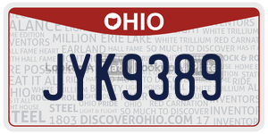 JYK9389  license plate in OH