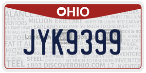 JYK9399  license plate in OH
