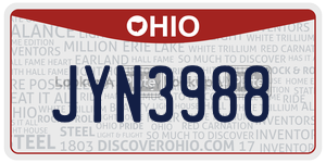 JYN3988 license plate in Ohio