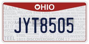 JYT8505  license plate in OH