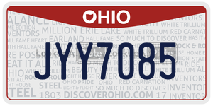 JYY7085  license plate in OH