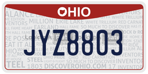 JYZ8803  license plate in OH