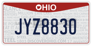 JYZ8830 license plate in Ohio