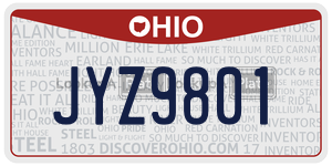 JYZ9801  license plate in OH