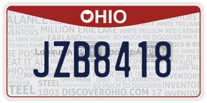 JZB8418  license plate in OH