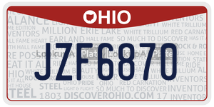 JZF6870  license plate in OH
