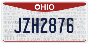 JZH2876  license plate in OH