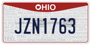 JZN1763 license plate in Ohio
