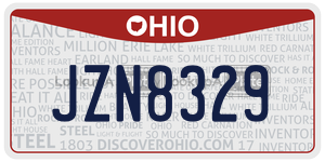 JZN8329 license plate in Ohio