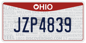 JZP4839 license plate in Ohio