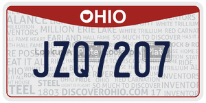 JZQ7207 license plate in Ohio