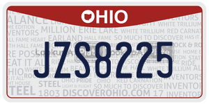 JZS8225  license plate in OH