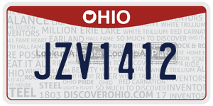 JZV1412 license plate in Ohio