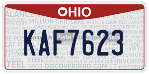 KAF7623 license plate in Ohio