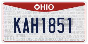 KAH1851  license plate in OH