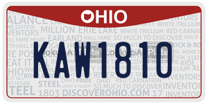 KAW1810  license plate in OH