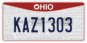 KAZ1303 license plate in Ohio