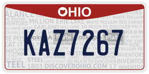 KAZ7267  license plate in OH