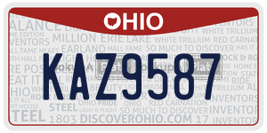 KAZ9587 license plate in Ohio