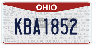 KBA1852 license plate in Ohio