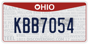 KBB7054 license plate in Ohio