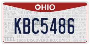 KBC5486 license plate in Ohio