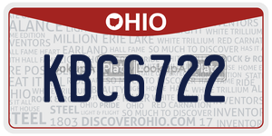 KBC6722  license plate in OH