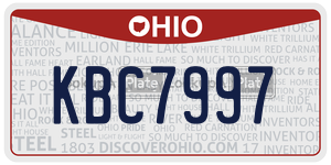 KBC7997  license plate in OH