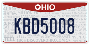 KBD5008  license plate in OH
