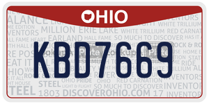 KBD7669 license plate in Ohio