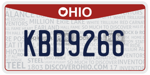 KBD9266 license plate in Ohio