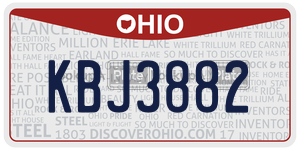 KBJ3882 license plate in Ohio