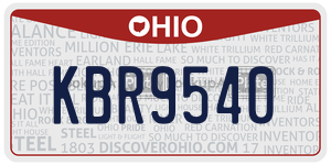 KBR9540  license plate in OH