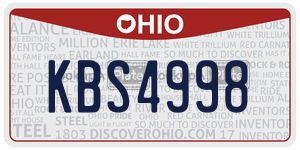 KBS4998  license plate in OH
