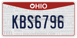 KBS6796 license plate in Ohio