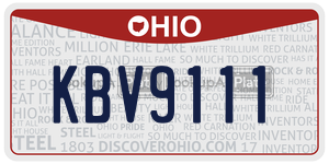 KBV9111  license plate in OH