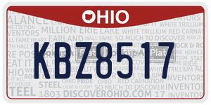 KBZ8517 license plate in Ohio