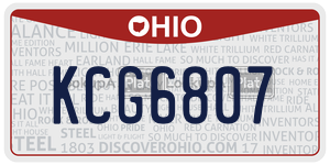 KCG6807  license plate in OH