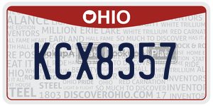 KCX8357  license plate in OH