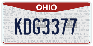 KDG3377  license plate in OH