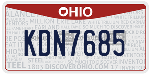 KDN7685  license plate in OH