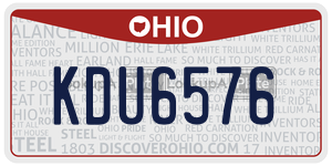 KDU6576  license plate in OH