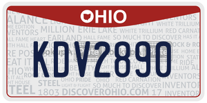 KDV2890  license plate in OH