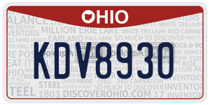 KDV8930  license plate in OH