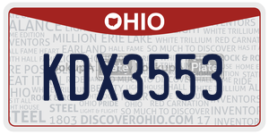 KDX3553  license plate in OH