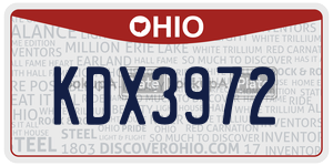 KDX3972  license plate in OH