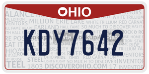 KDY7642  license plate in OH