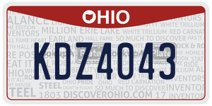 KDZ4043  license plate in OH