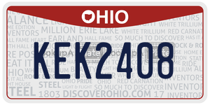 KEK2408 license plate in Ohio
