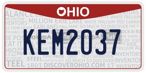 KEM2037  license plate in OH
